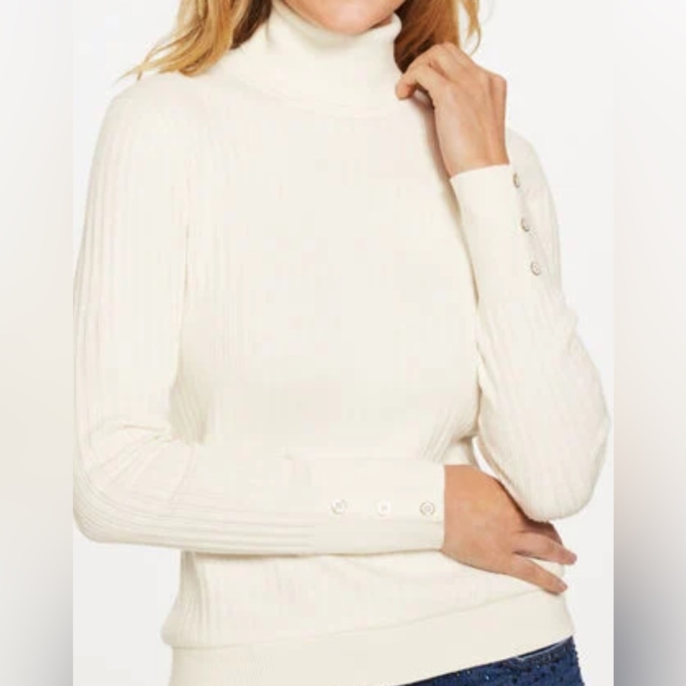 EUC Talbots Plus Turtle/cowl neck Sweater Ivory 2X